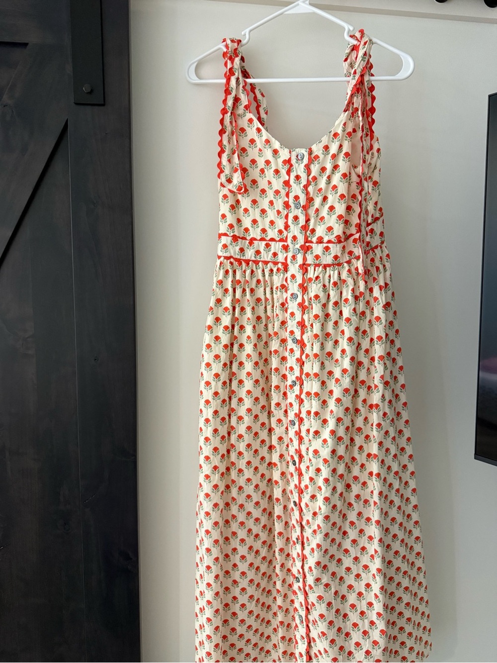 Women's Entro Cream Maxi Sundress with Red Floral Print